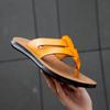 Fashion New Arrival Man's Leather Sandals Stylish Beach Slippers Quick Dry Wading Aqua Shoes Handmade Summer Flip-flops Male Half Drag