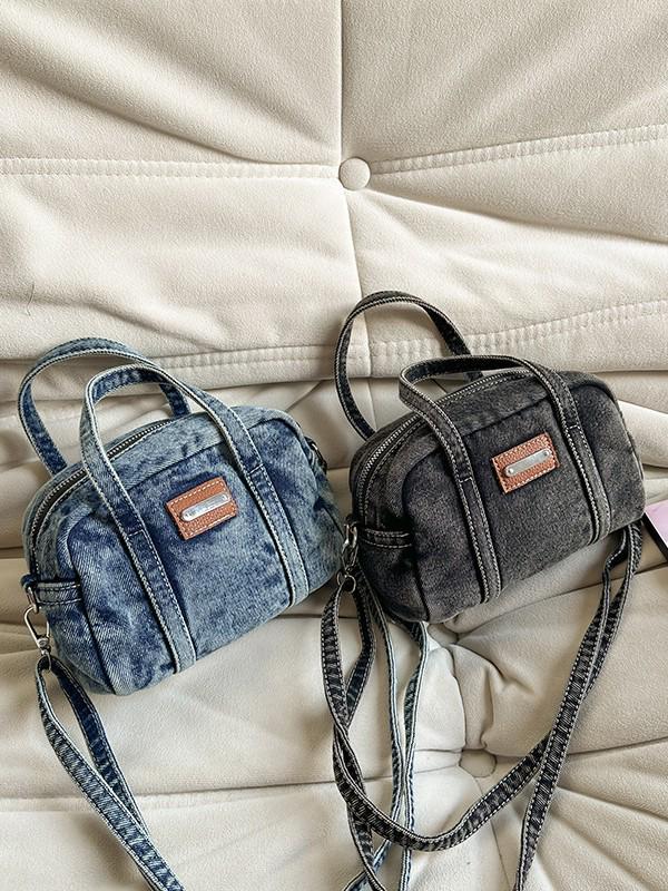Korean Fashion Casual Washed Denim Mini Pillow Shoulder/Crossbody Bag - New Autumn/Winter 2025