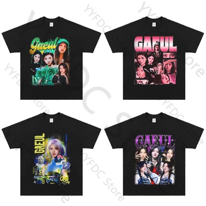New GAEUL T Shirt Streetwear Retro Trend Y2K Tshirt Women Unisex Summer Cotton Short Sleeve Tee Tops Kpop Fashion Fans Clothes