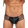 Tanga cu șnur pentru bărbați, sexy din piele artificială, cu fermoar, lenjerie de corp din cauciuc, tanga deschisă pentru bărbați.