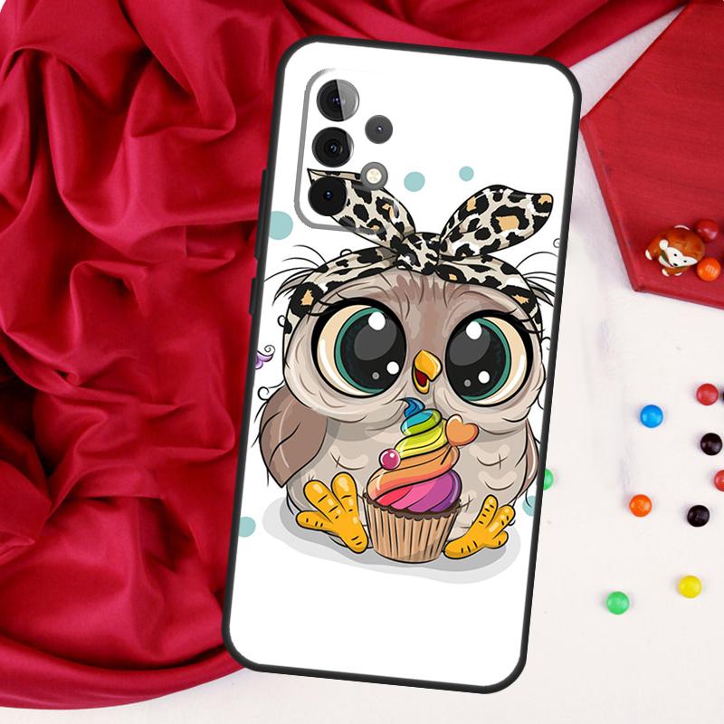 Cute Cartoon Owl Cover For Samsung Galaxy A54 A34 A14 A33 A32 A52 A53 A51 A71 A13 A23 A73 A12 A22 A21S Shell