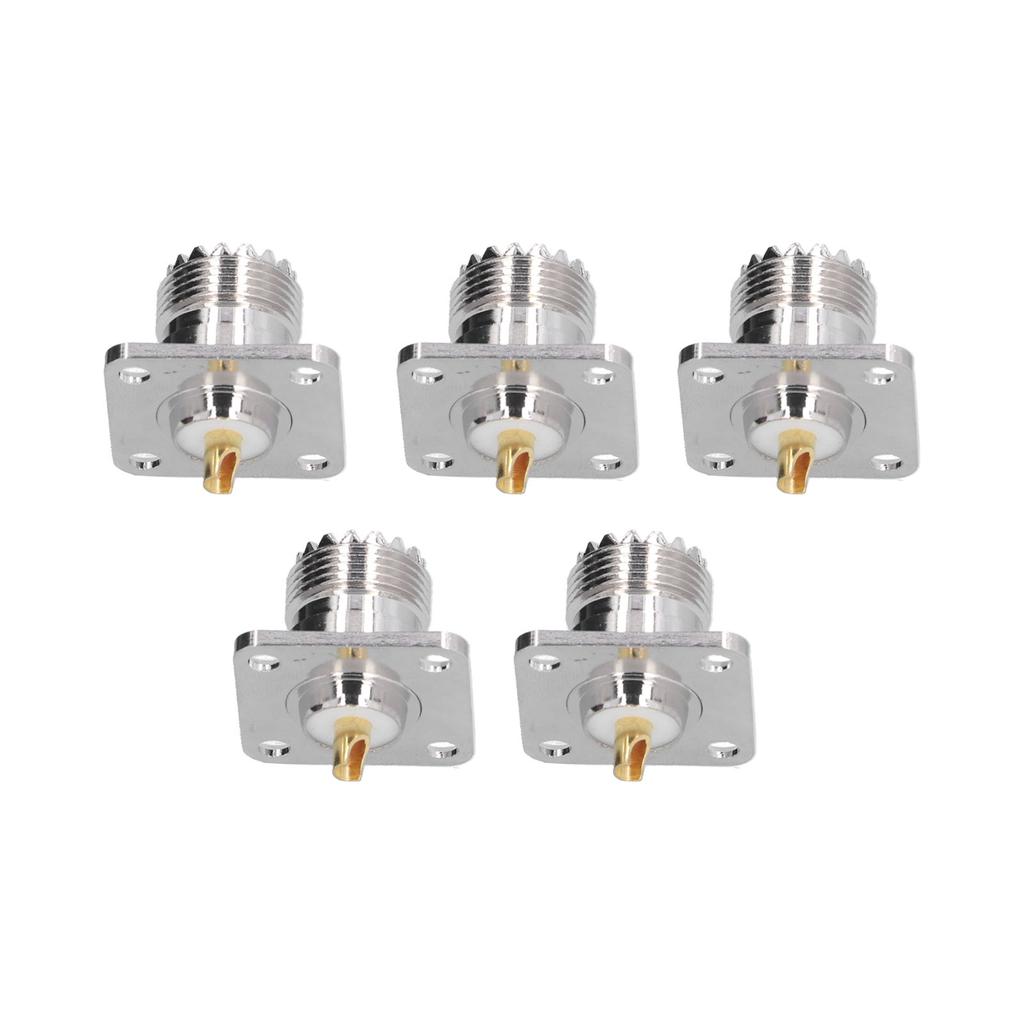 5Pcs Flange Solder Cup 4‑Hole Brass Panel Mount Adapter RF Coaxial Connector SL16‑KFD‑3