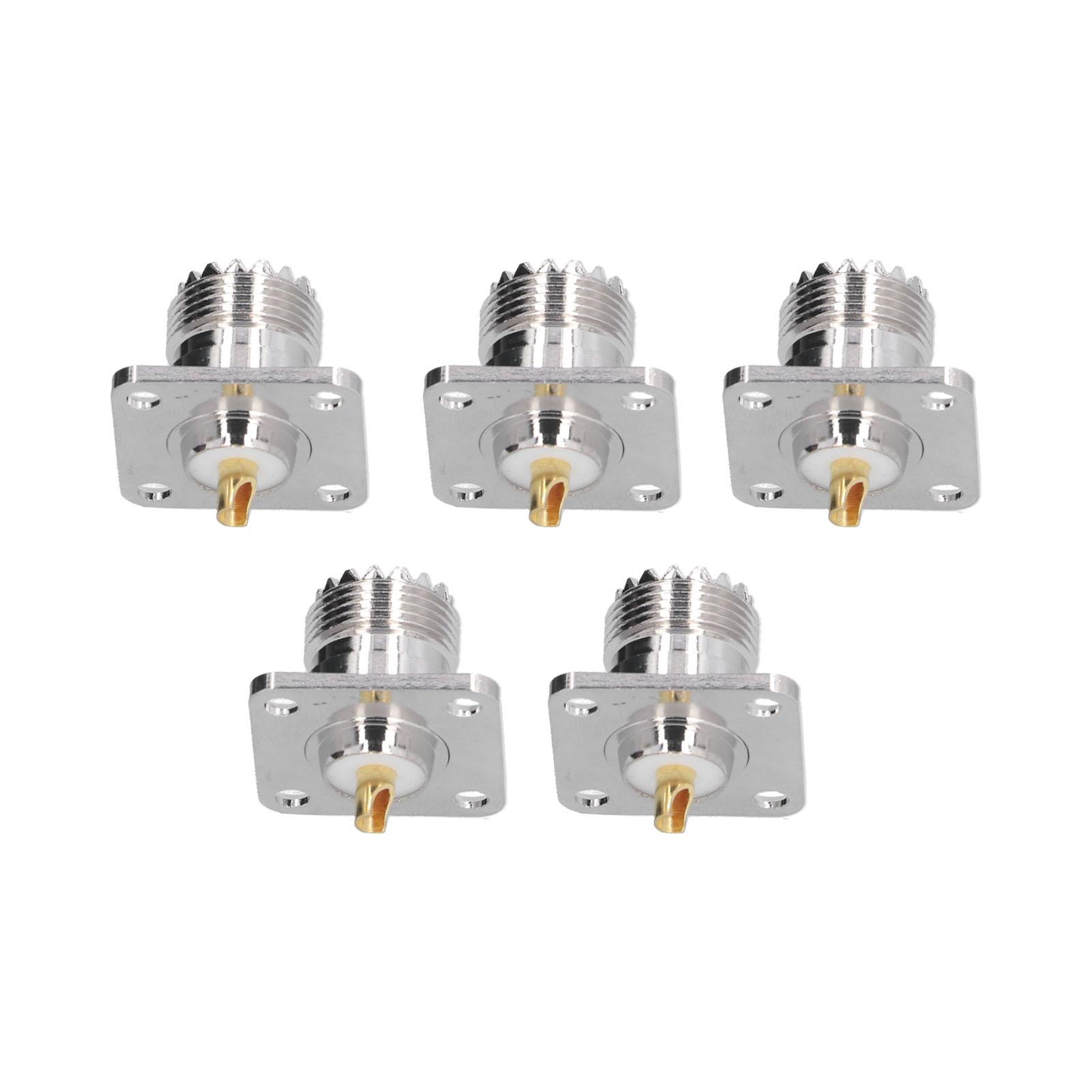 

5Pcs Flange Solder Cup 4‑Hole Brass Panel Mount Adapter RF Coaxial Connector SL16‑KFD‑3