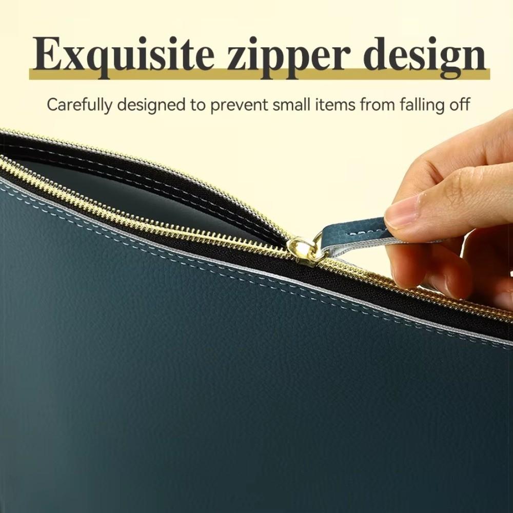 PU Leather Document Bag Zipper Bag Business Briefcase Information Bag  School Office Supplies