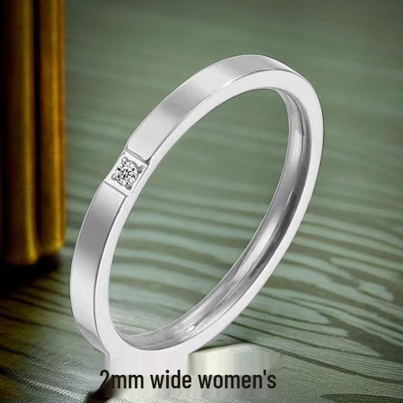 

Жіноча високоякісна титанова каблучка з нержавіючої сталі 2 мм, інкрустована діамантами, яка не тьмяніє Size 11