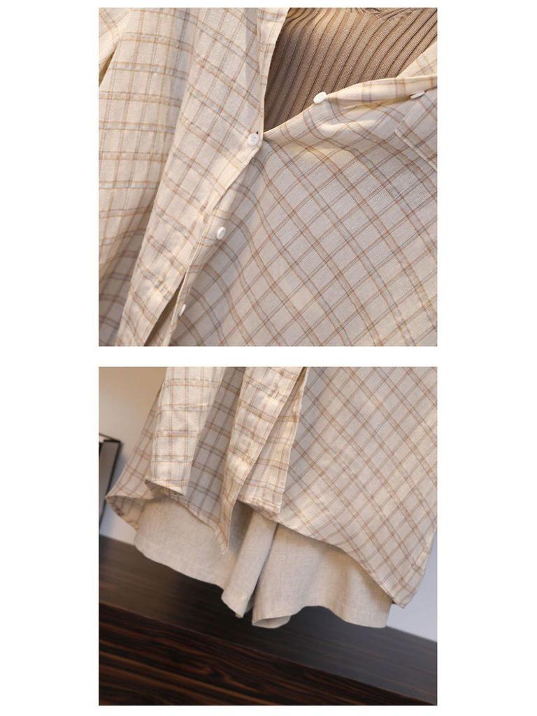 Chic Plaid Slimming Plus Size Summer Three-Piece Suit for Women