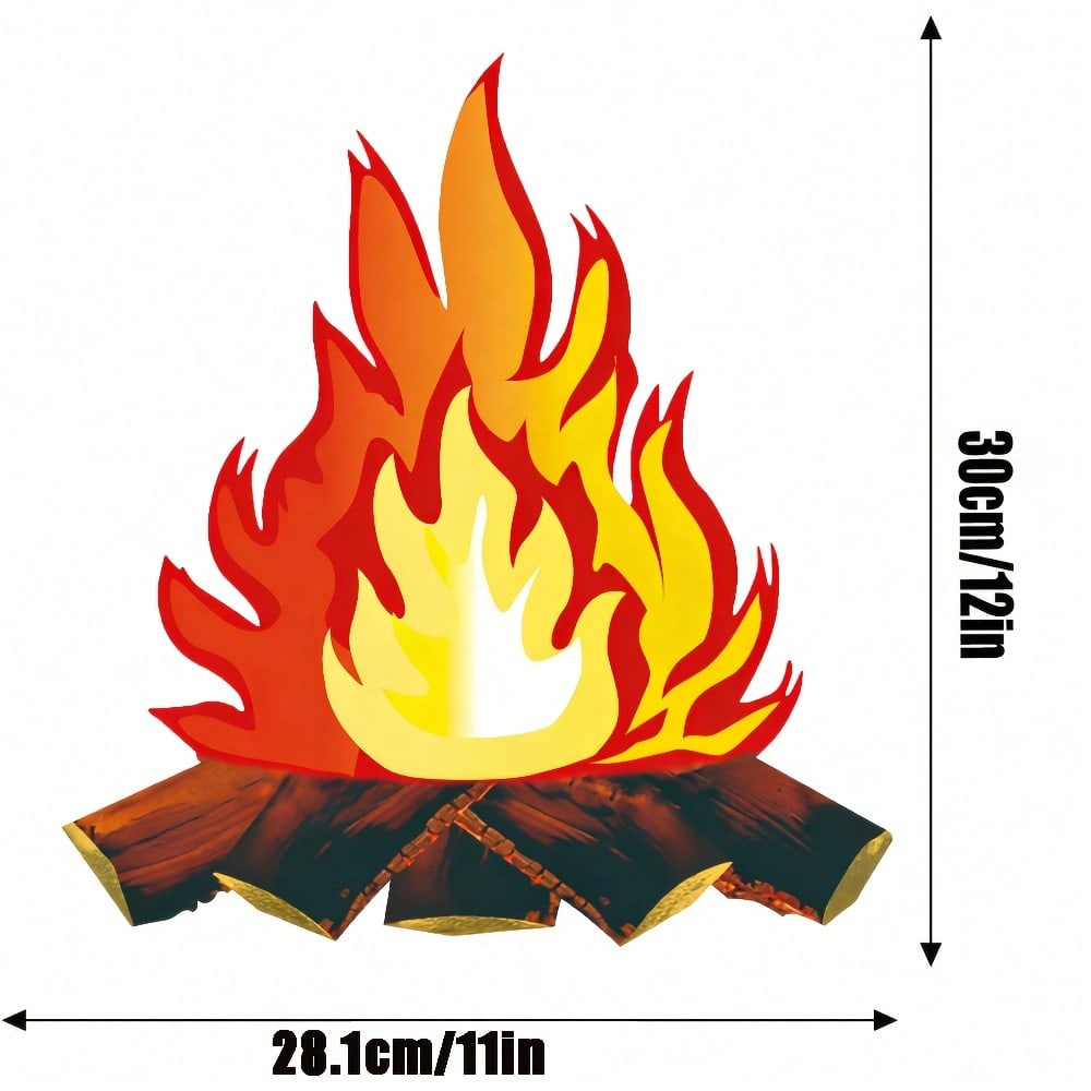 6 Set Fake Fire Fake Fireplace Campfire Flame 12 Inch 3D Cardboard Campfire Centerpiece Artificial Cardboard Fireplace Decoration