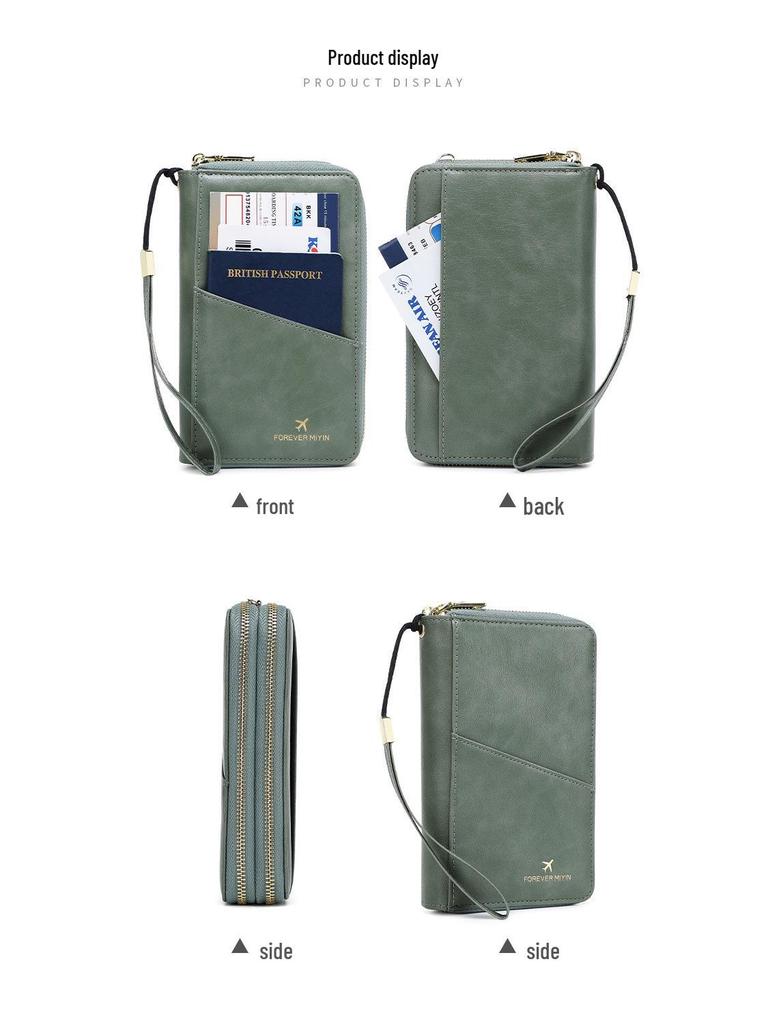 2024 RFID Travel Passport Holder & Ticket Organizer with Double Zippers - Crossbody Multifunctional Wallet & Document Bag.