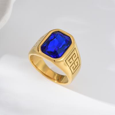 A3485 Men's/Women Trend High Quality 316LStainless Steel Multiple Colors Zircon Style Onyx Golden Rings Jewelry