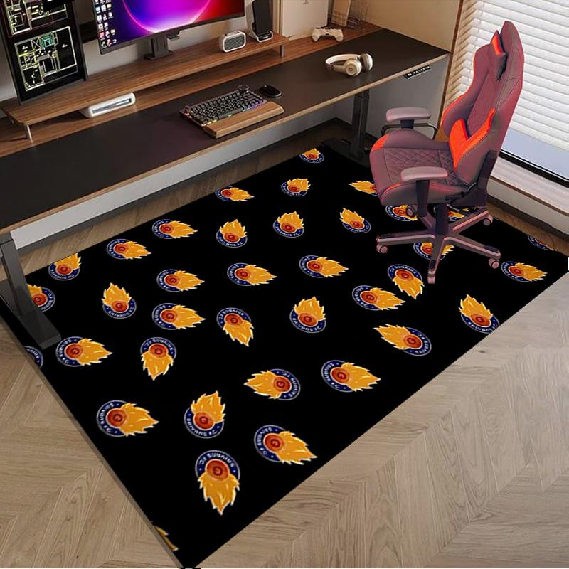 Flame Soccer Emblem Printed Area Rug for Office, Chair Rug, Decorative Carpet Floor Mat, Large Size Fan gifts Christmas gifts