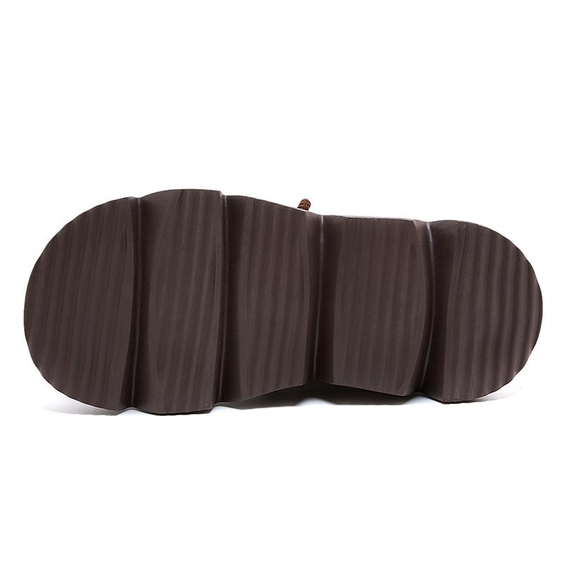 Fashion GKTINOO Genuine Leather Ankle Boots Round Toe Thick Soled Flat Platform Women's Shoes Autumn Winter Retro Handmade Short Boots