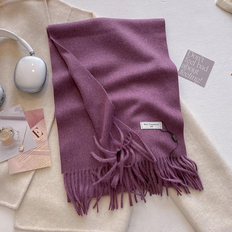 Luxury Wool Scarf For Women Fashion Warm Cashmere Scarves Korean Style Solid Knitted Shawl Wrap Pashmina Bandana Christmas Gift