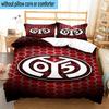 3PCS Red White Mainz Pattern Bedding Set,Including 1pc Duvet Cover And 2pcs Pillowcases Perfect for Bedroom, Dormitory, Fan Christmas Gift