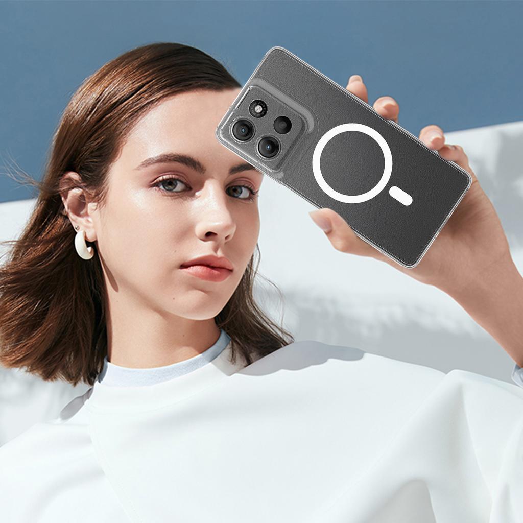 Pro Motorola Moto G15 Power 4G/Motorola Moto G15 4G Průhledný kryt na telefon Kompatibilní s MagSafe TPU+Akrylový zadní kryt