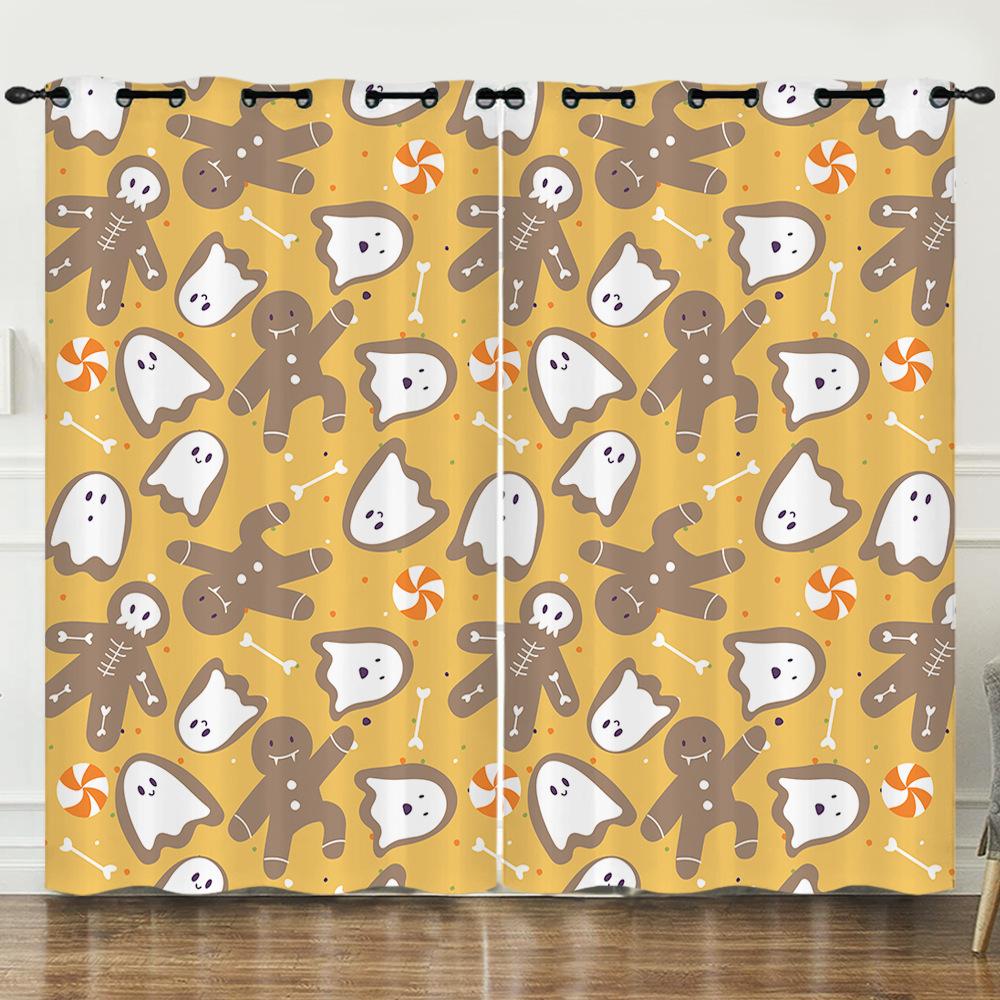 

Halloween Pumpkin Digital Printing Curtains Blackout Curtain Punching Modern Minimalist Style 2pcs*97cm*114cm*2