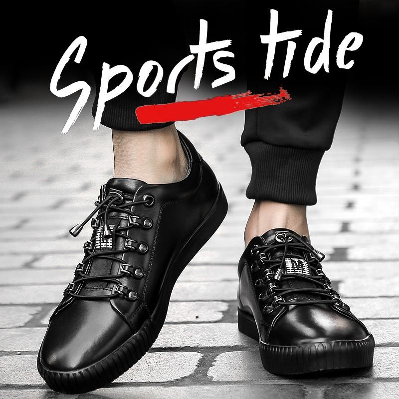 Genuine Leather Men Casual Shoes Male Shoes Autumn Winter Fashion Men'S Leather Shoes Warm Men Shoes High Quality Black Sneakers