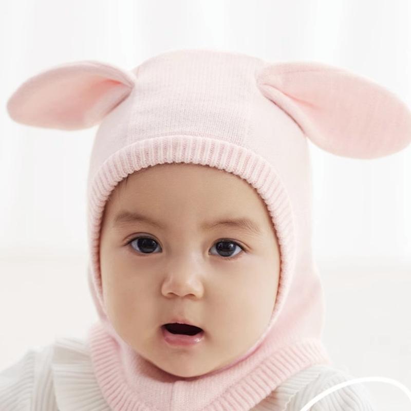 Baby Strickmütze, Herbst Winter Baby Mädchen Jungen Kopfschutz Mützen Kappe Integrierter Ohrenschutz Mütze Warme Mütze Kappe