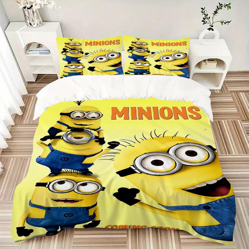 3Pcs Minions Movie Poster Bedding Sets For All Sizes New 3D Printed Bed Cover Comforter Duvet Cover Pillowcase Bedroom Decoration