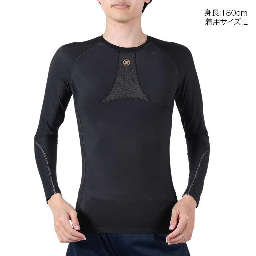 Skins Stretch Body Care Compression Long Size 18121510 Shirt, Wear, SERIES-5, Sleeve, Men's, Black, M,