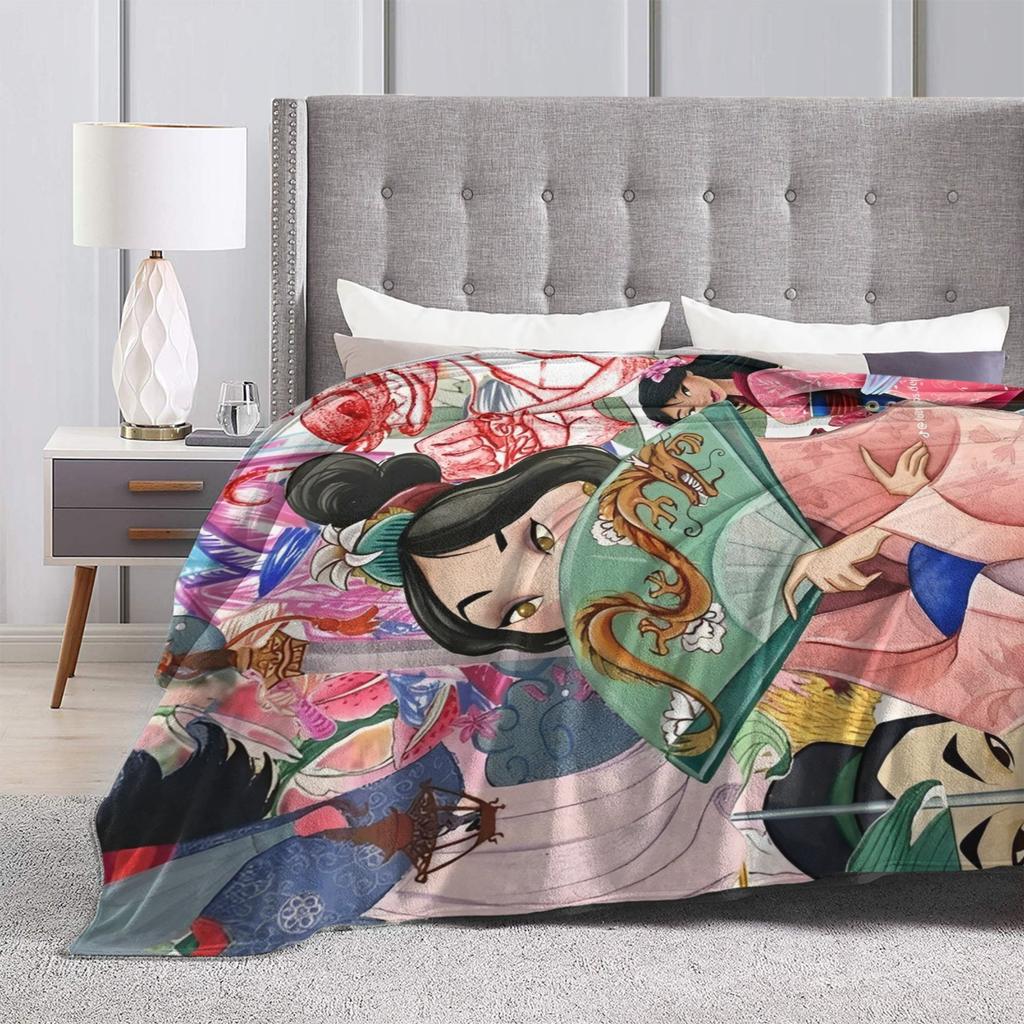 Mulan Cartoon Blankets  Airplane Travel Flannel Throw Blanket For Outdoor Soft Warm Custom Quality Bedspread Birthday Gift