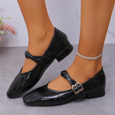 Retro Double-strap Silver Mary Jane Shoes Women's Autumn and Winter New Square Head Low-heeled Small Leather Shoes Soft-soled Ballet Shoes