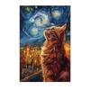 Tier-Wandkunst im Vintage-Stil, Nordische impressionistische Katzen-Leinwandmalerei, Verspielter getigerter Poster-Druck für Schlafzimmer-Wohnzimmer-Dekoration