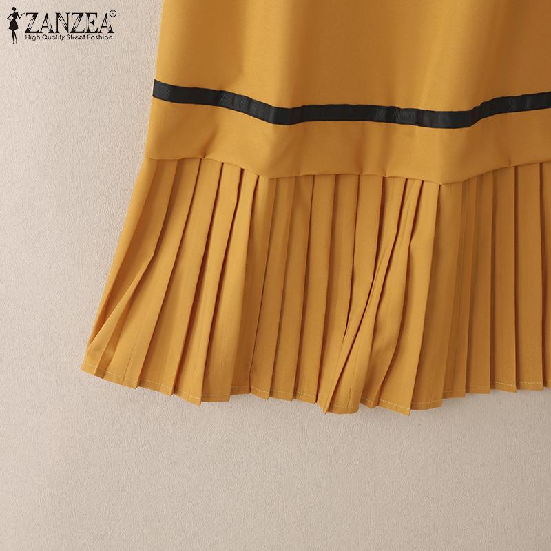 ZANZEA Women Casual Doll Collar Loose Summer Short Sleeve Dress