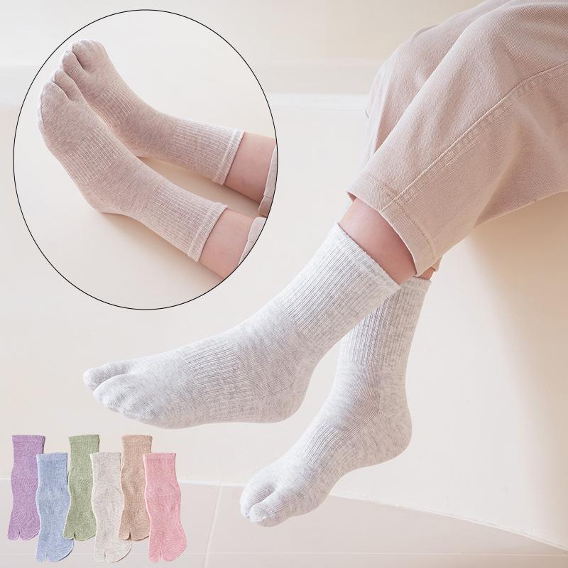 Дитячі безшовні бавовняні шкарпетки з двома пальцями - Без швів, стійкі до скочування, дихаючі спортивні шкарпетки для весни, осені та зими