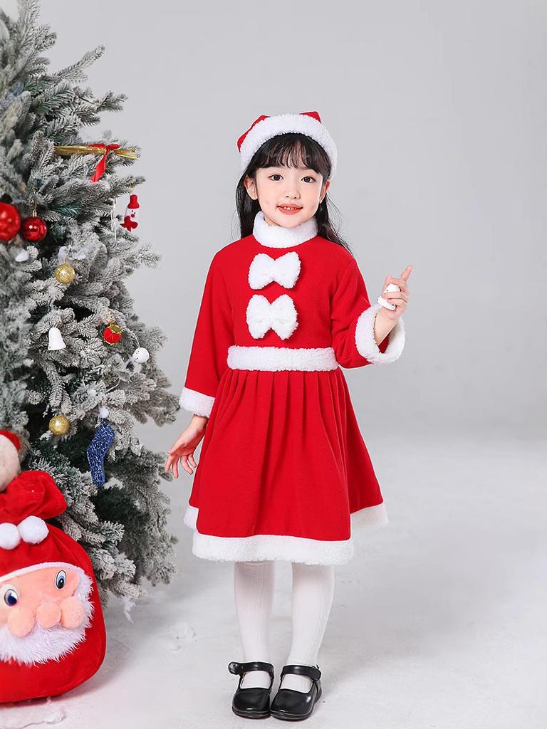 Lalapala Santa Cosplay Costume for Christmas Santa Santa Claus Cosplay Cute and Warm Kids Costume with Hat for Girls and Perfect for Cultural School