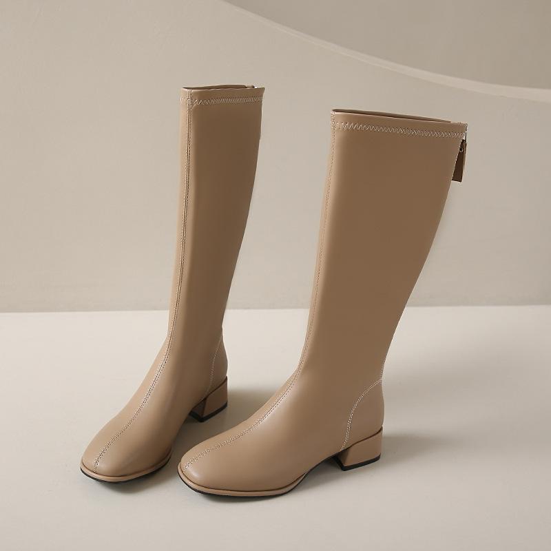 Boots for Women But Over the Knee 2024 New Soft Leather Thick Heel Thin High Boots Autumn and Winter British Style High Heel Knight Boots for Women