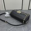 Luxurious Women's Cowhide Rivet Crossbody Shoulder Bag - Versatile Solid Color Flap Design