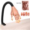 Nail Art Practice Hand Manicure Practice Finger Acrylic Nail Tips with 100pcs Fake Nails Nail Training Equipment Tools