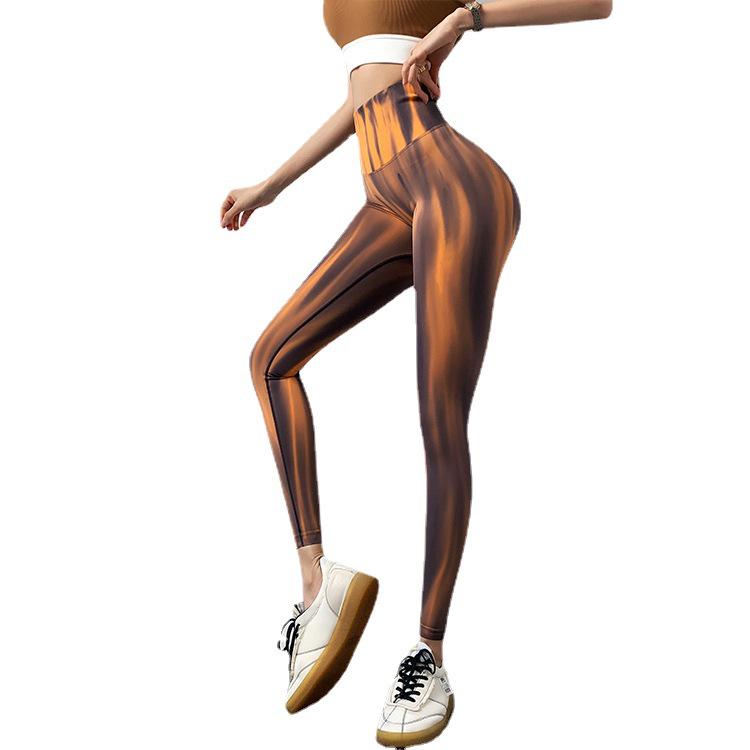 Pantaloni de Yoga Seamless cu Talie Înaltă Aurora Tie-Dye în 12 Culori pentru Femei - Uscare Rapidă, Colanți Fitness cu Efect Piersică la Șold