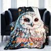 1PC Custom Name Starry Night Owl Art flannel blanket versatile,all-season throw suitable for the living room,bedroom,camping,travel,and gift