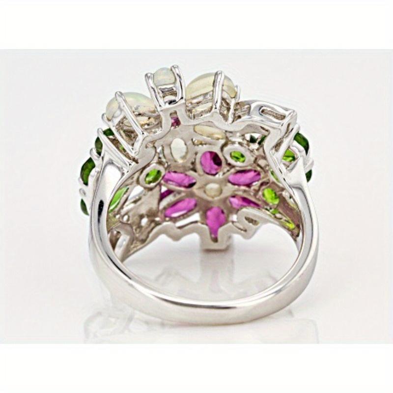 Color treasure flower ring, suitable for Independence Day party, opal, color treasure parquet, fresh and chic, full of romantic vitality.