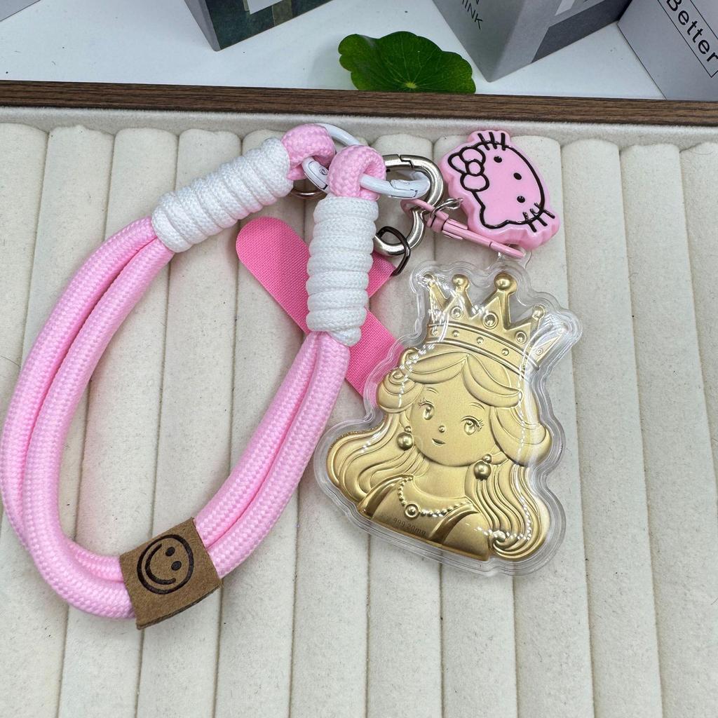 999 Pure Gold Princess Phone Charm - Cute Anime Keyring & Pendant