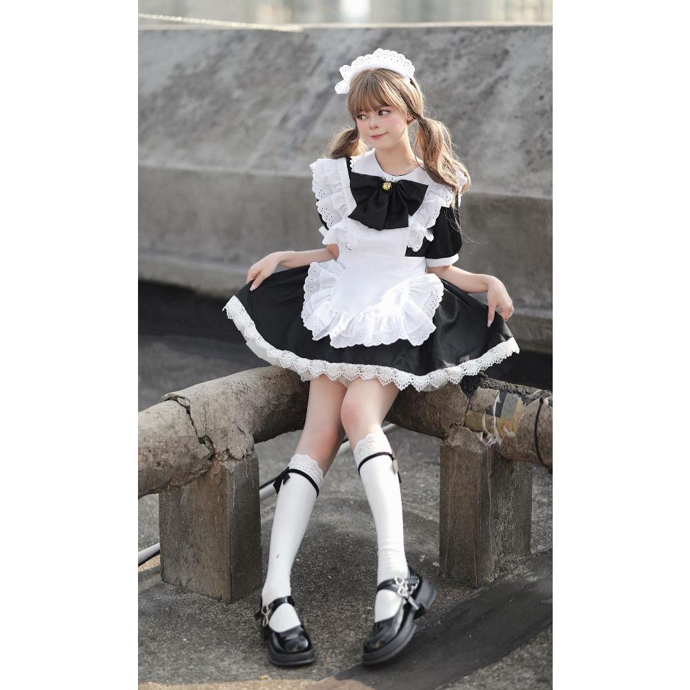 Cute Lolita Bunny Girl Cosplay Black and White Maid Outfit Beautiful Dress Ladies Skirt