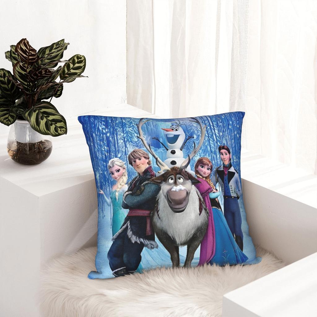 Frozen Princess Elsa  Pillowcase Printed Fabric Cushion Cover Gift Snow Queen Throw Pillow Case Cover Bed Square 18''