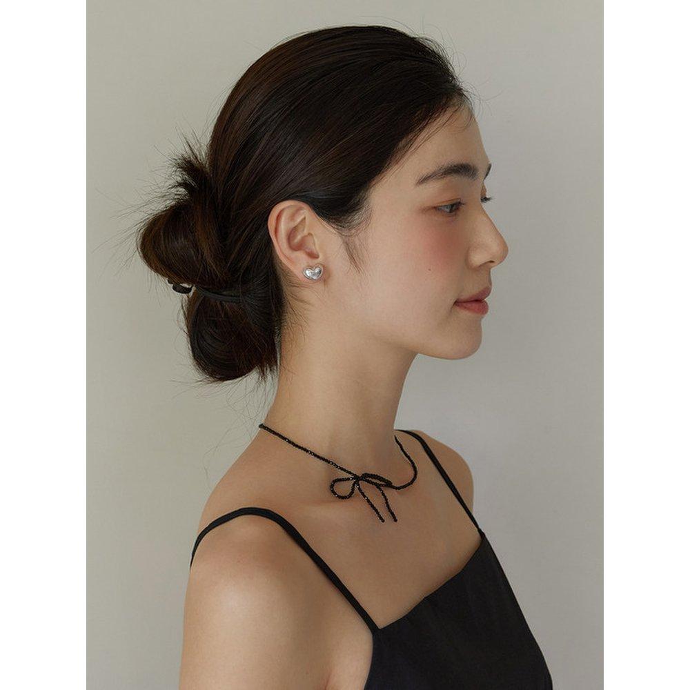 (925 Silver) Bead Ribbon Necklace Nz2103