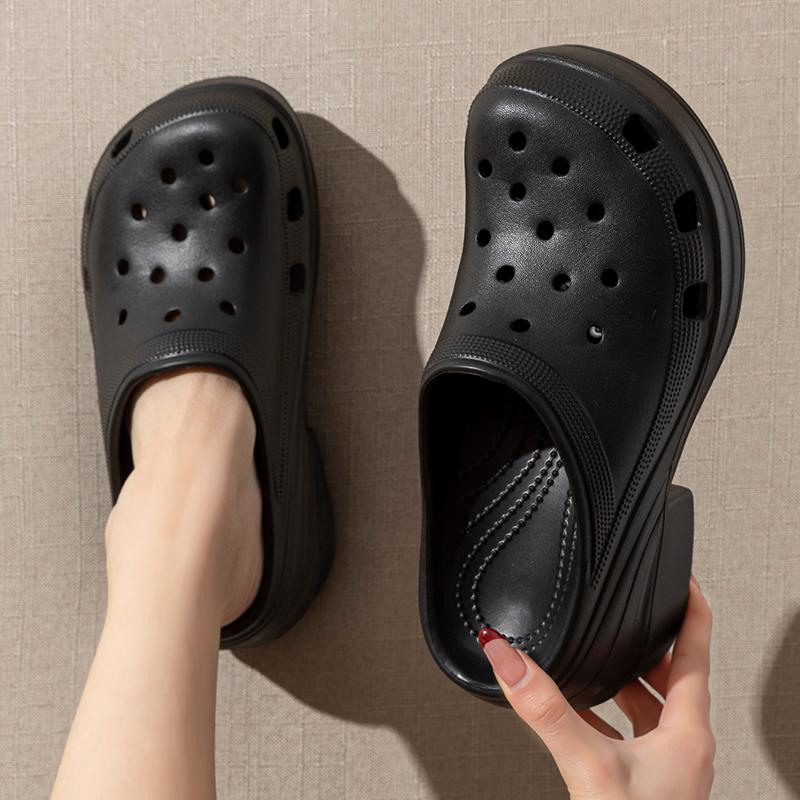 2025 Summer EVA Chunky Heels Sandals for Women Fashion Closed Toe Platform Clogs Shoes Woman Thick Sole Anti Slip Beach Slippers