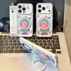 Korean Raincoat Star Person Rotating Bracket Is Suitable for Apple 16/17 Mobile Phone Case IP15Pro Electroplating Large Window 14
