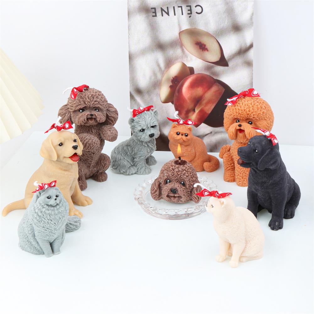 Animals Pet Teddy Puppy Silicone Candle Mold Dog Cat Bulldog Soap Ornament Handmade Scented Resin Plaster Mould
