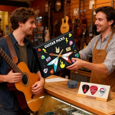 Calendrier de Noël 24 Jours Avent Fournitures de Fête Compte à Rebours de Noël Set de Médiators pour Guitare Acoustique Électrique Basse Ukulélé Enfants