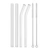 4 Pieces/Set 16cm Short Glass Straws with 2 Cleaning Brushes Eco-Friendly Reusable Straws for Desserts Smoothies Milkshakes Cocktail Whiskey Beer