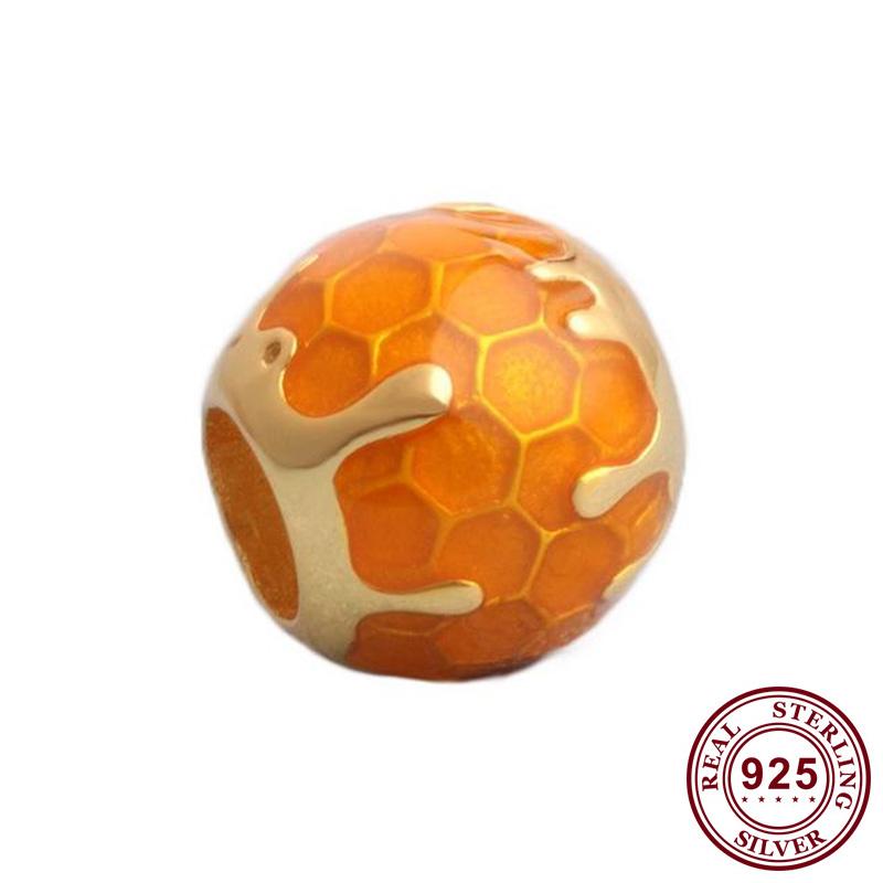 

Оригинальные бусины из стерлингового серебра 925 пробы, новые золотые бусины в форме сот, подходят для женского браслета и ожерелья Pandor, ювелирные изделия своими руками