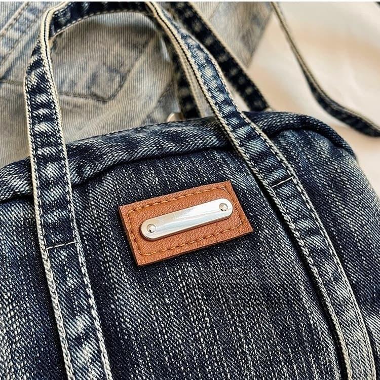 Vintage Mini Denim Boston Bag Women's Crossbody Bag