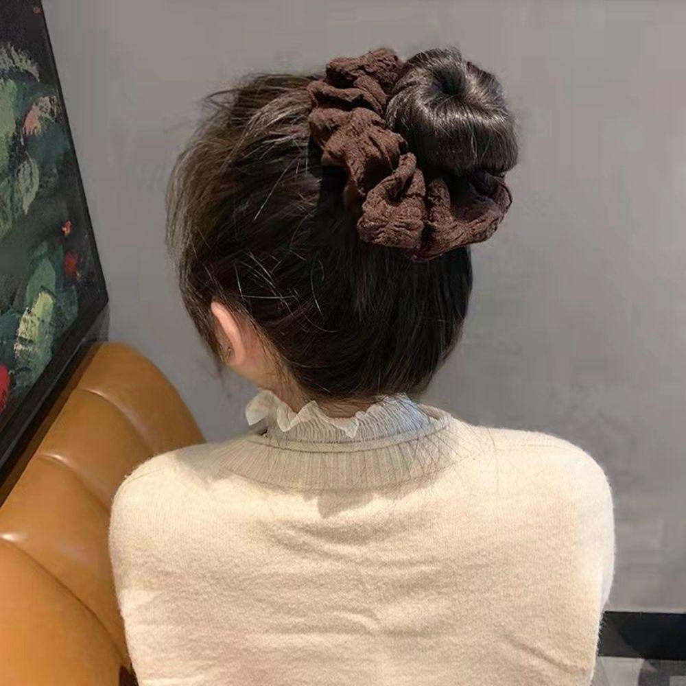 Folds Bubble Black Cloth Hair Rope Female Hair Accessories Korean Style Scrunchies Hair Ring