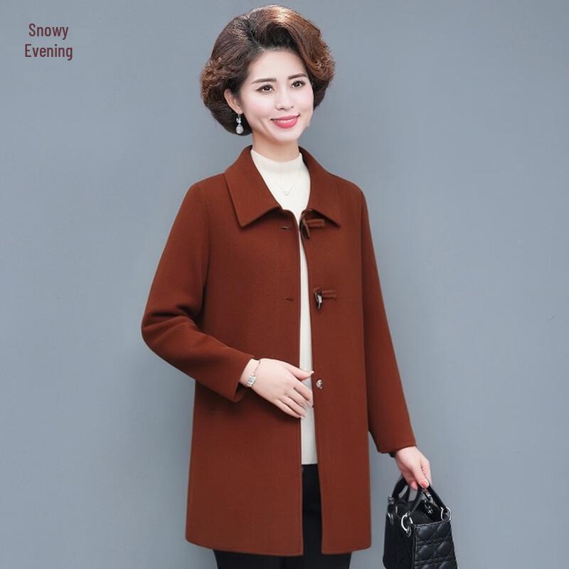 

Женское шерстяное зимнее пальто средней длины двустороннее XL