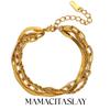 MamacitaSlay Classic Three-Layer Stacking Snakes Chain  Twist Chain Paper Clip Chain Women's Bracelets Stainless Steel Jewelry