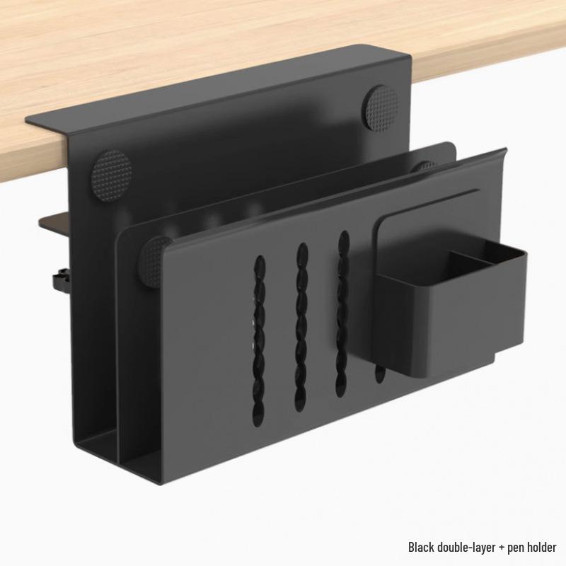 Multi-Functional No-Drill Vertical Laptop Cooling and Storage Rack for Desks
